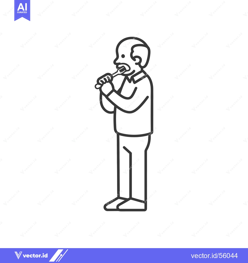 Premium Vector dari Line drawing of a man brushing his teeth
