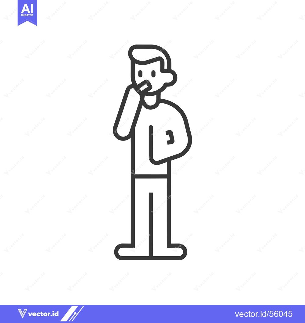 Premium Vector of Line drawing of a man brushing his teeth