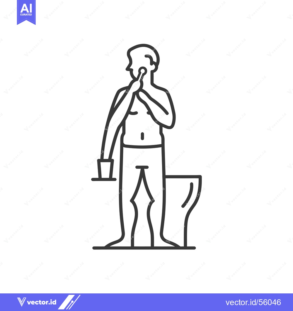 Premium Vector of Line Drawing of a Man Brushing His Teeth