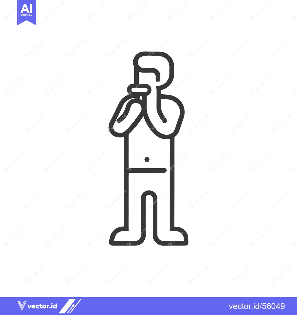 Premium Vector dari Line drawing of a man covering his mouth with his hands
