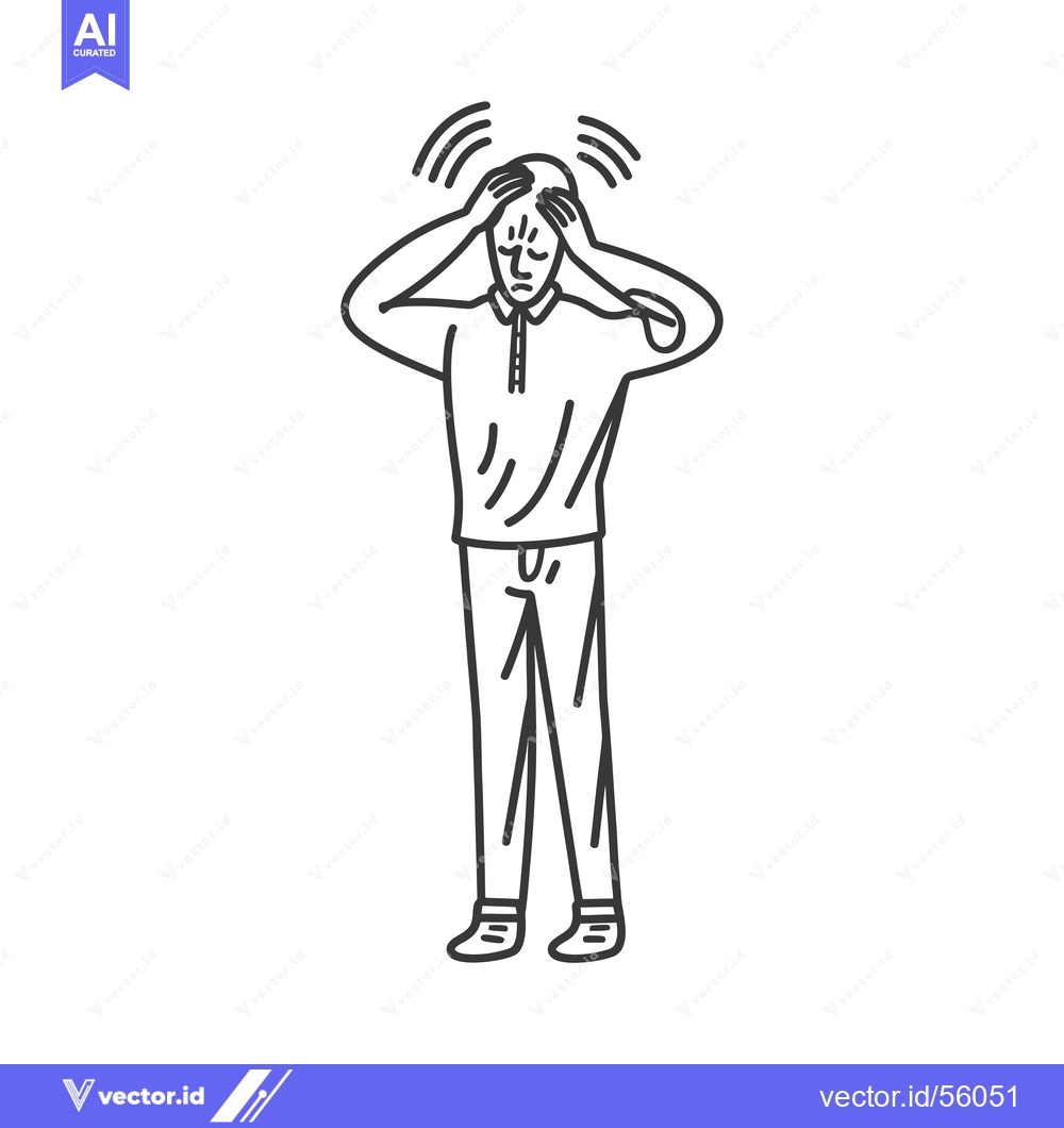 Premium Vector dari Line Drawing of a Man Experiencing a Headache