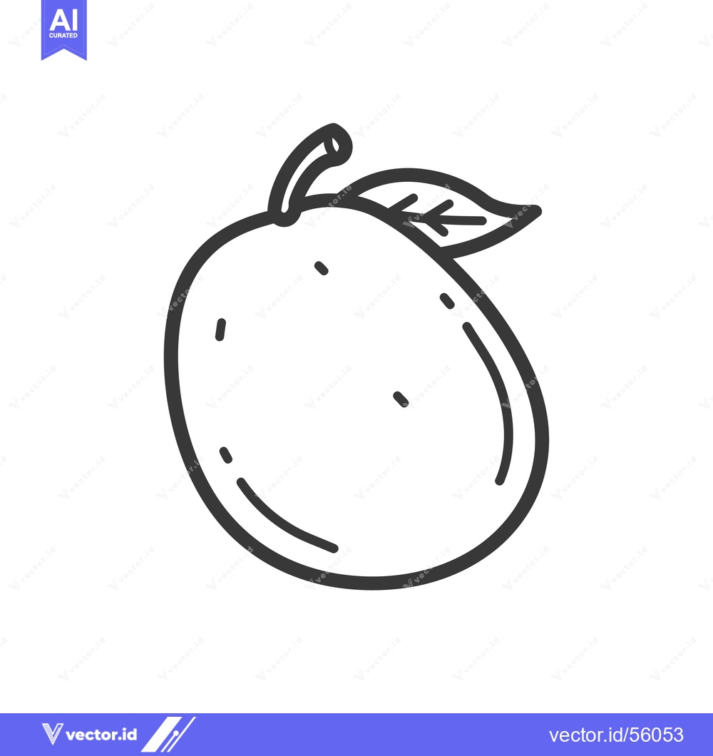 Premium Vector of Line drawing of a mango fruit with a leaf