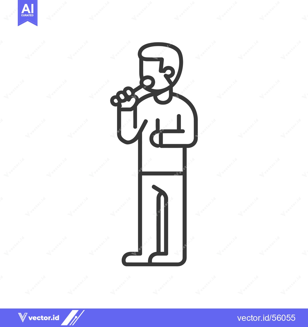 Premium Vector dari Line drawing of a man holding a microphone