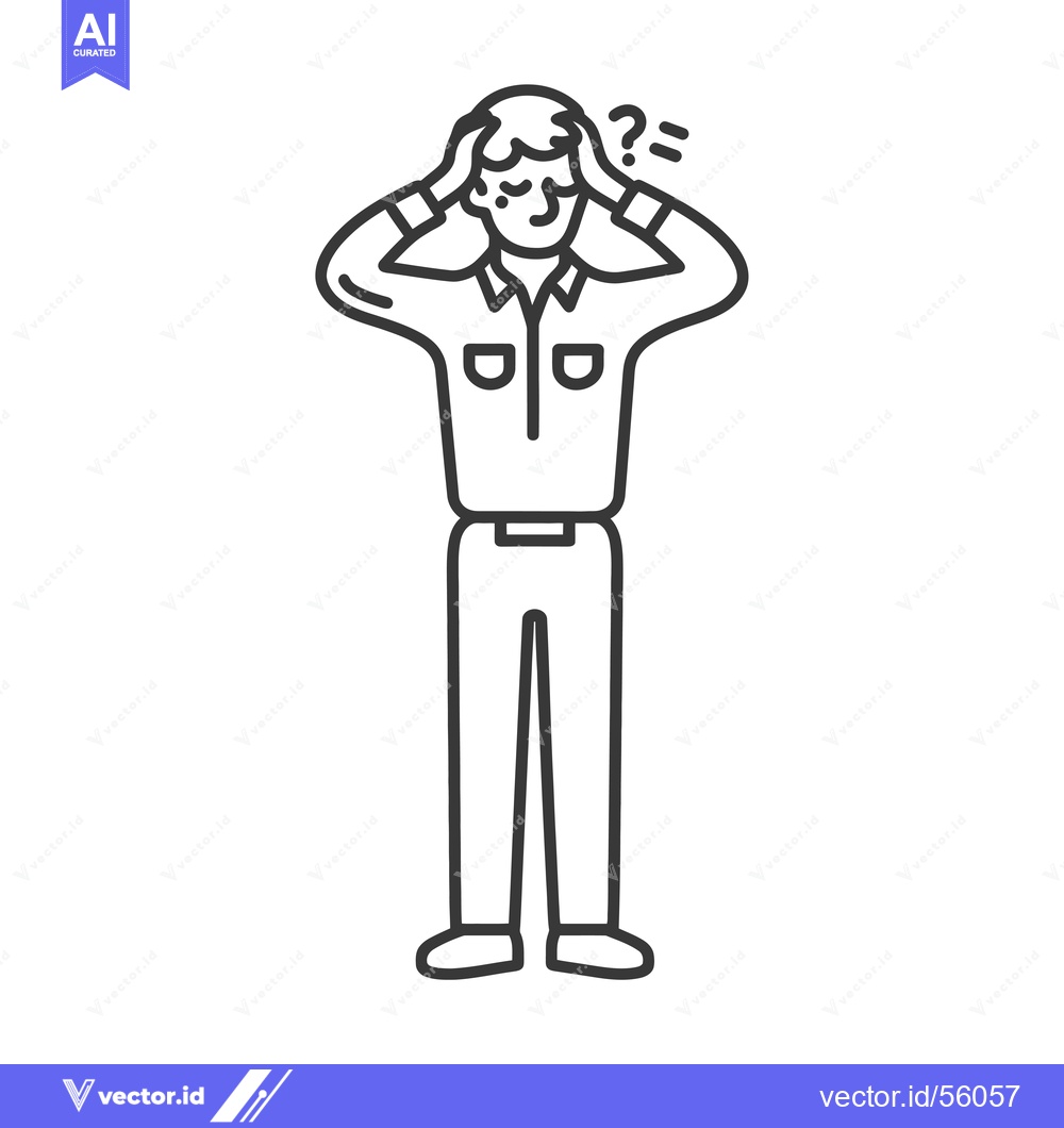 Premium Vector of Line drawing of a man holding his head in frustration