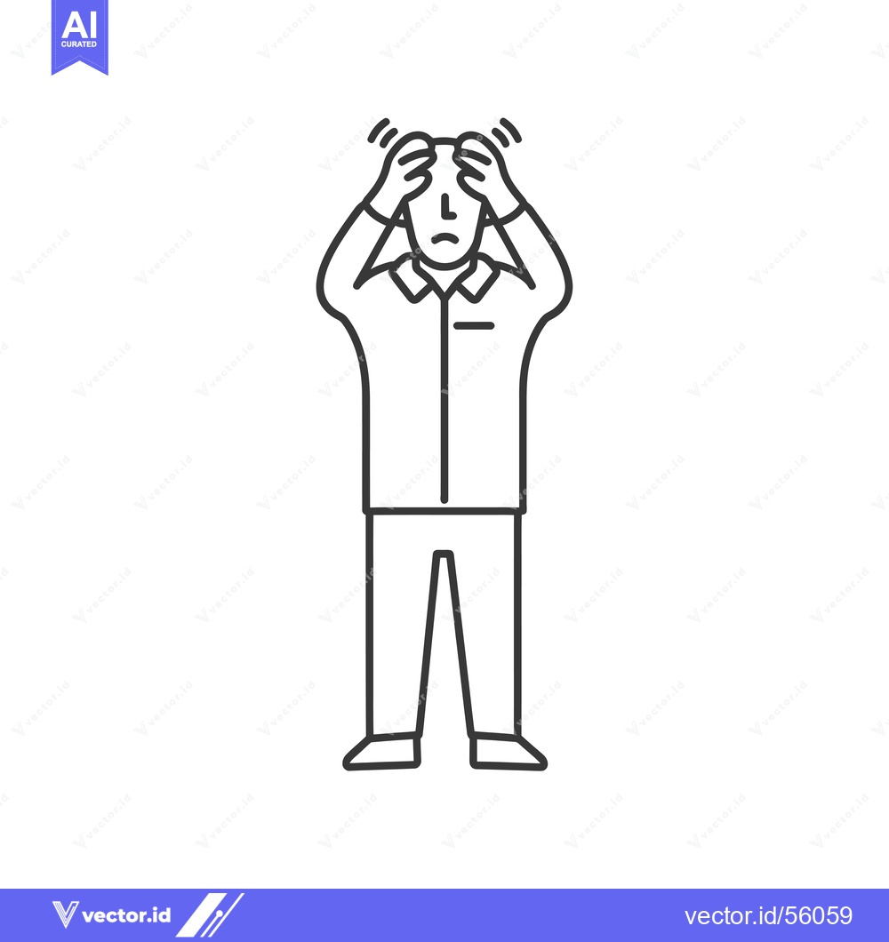 Premium Vector dari Line drawing of a man holding his head in his hands