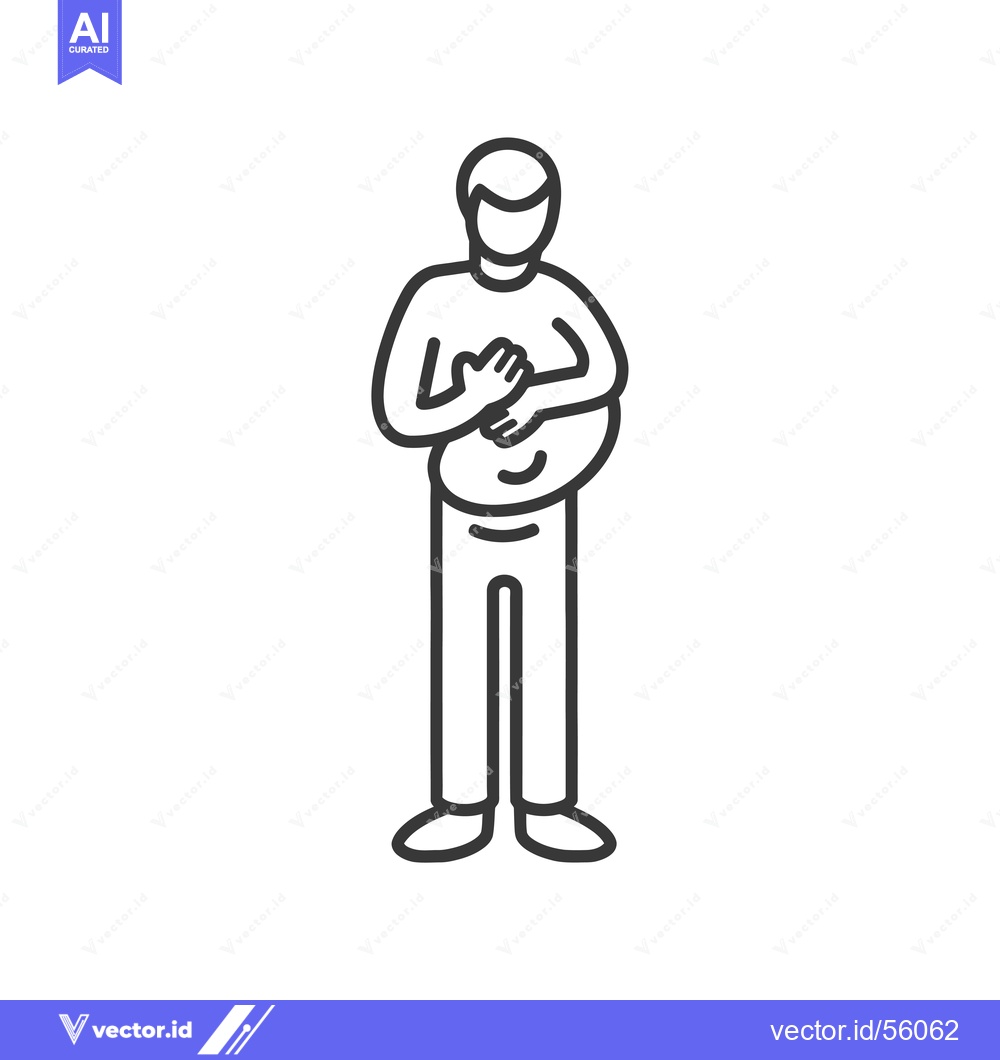 Premium Vector dari Line drawing of a man holding his stomach