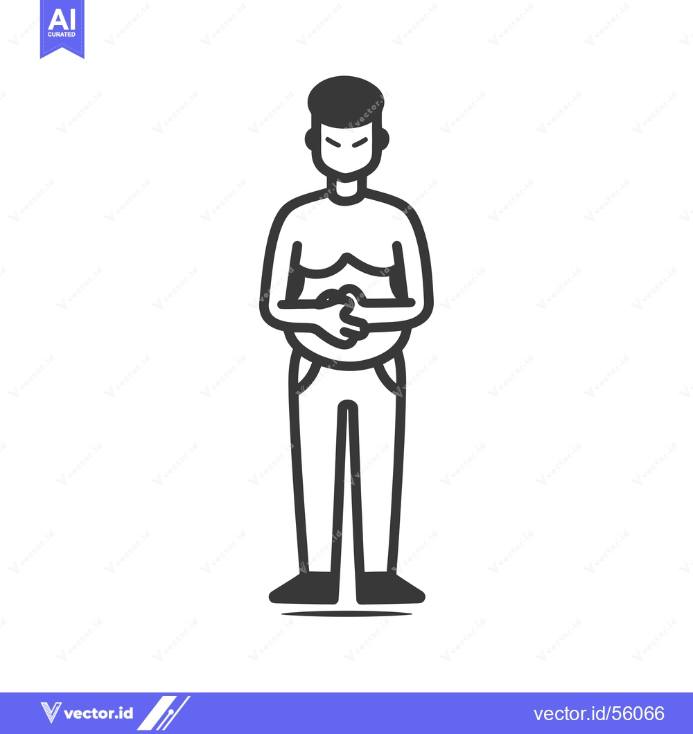 Premium Vector of Line drawing of a man holding his stomach in pain