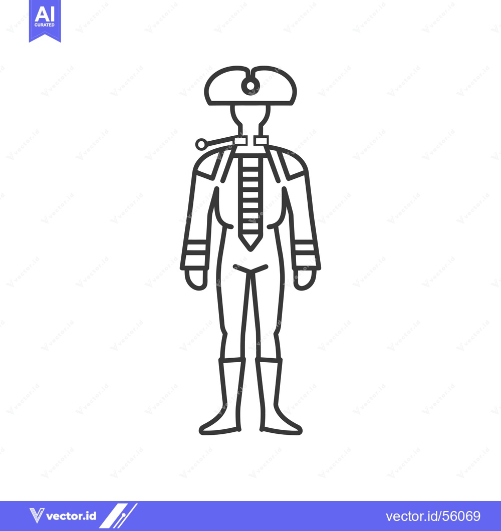 Premium Vector dari Line drawing of a man in a historical military uniform