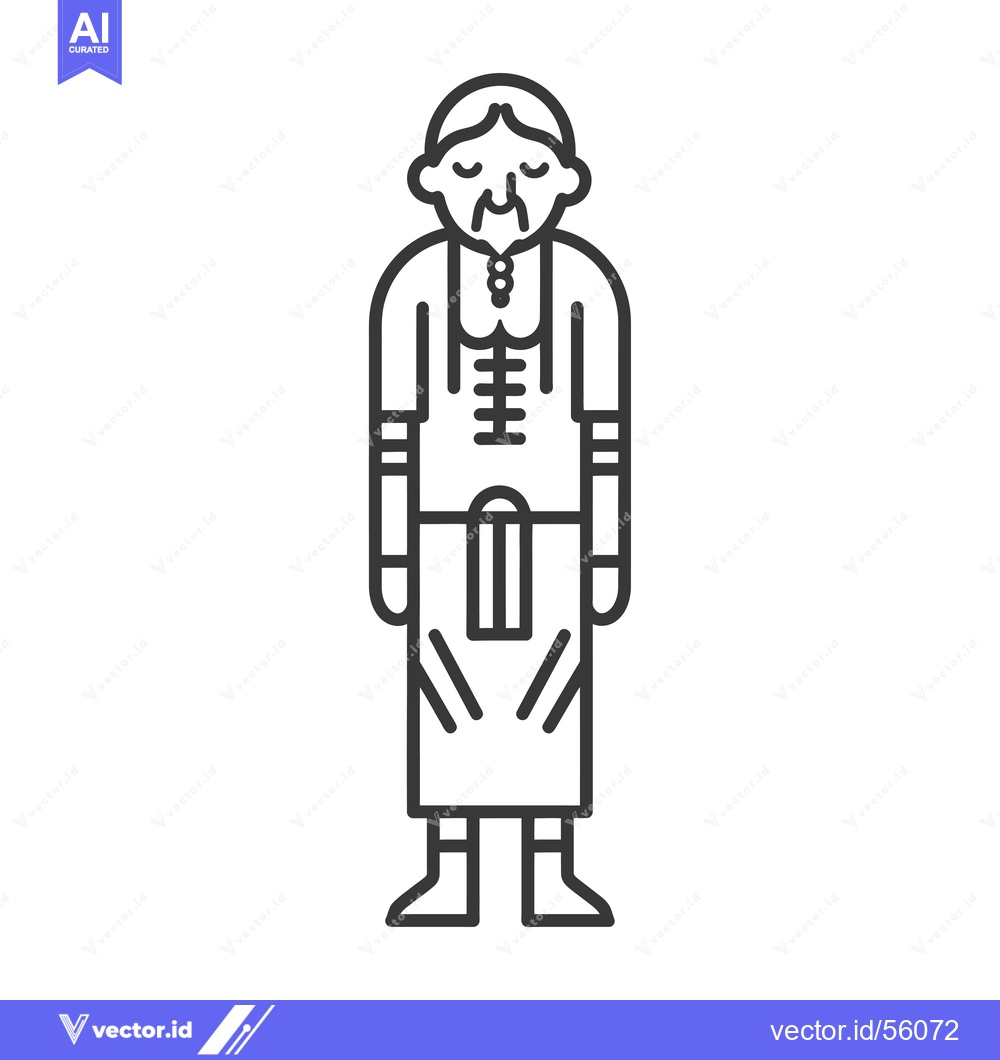 Premium Vector dari Line drawing of a man in traditional clothing