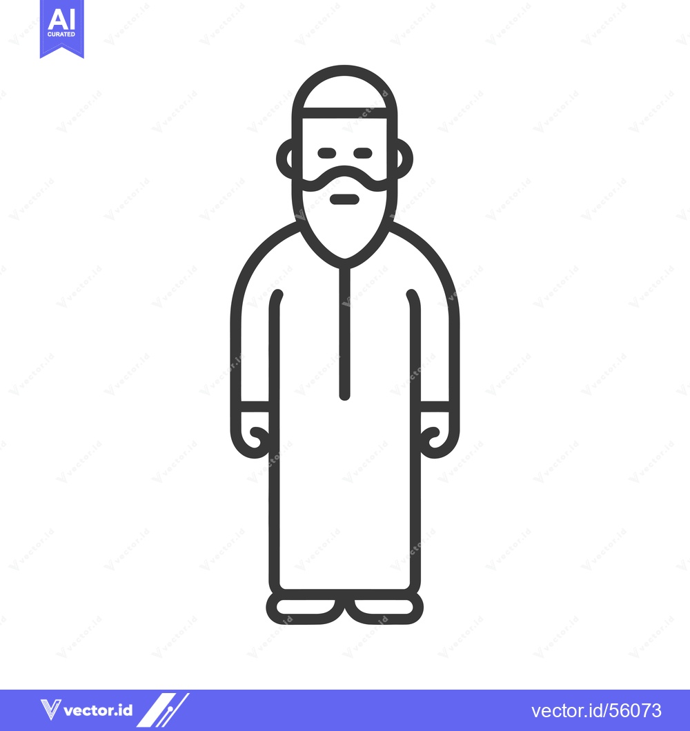 Premium Vector dari Line Drawing of a Man in Traditional Islamic Clothing
