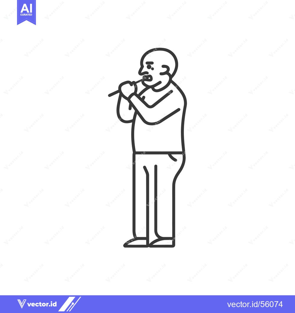 Premium Vector dari Line Drawing of a Man Playing a Flute