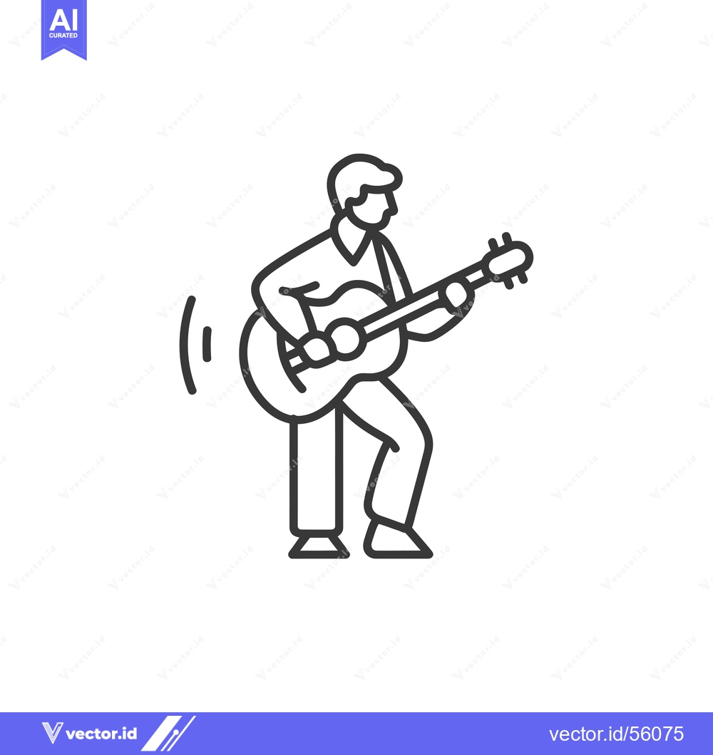 Premium Vector of Line drawing of a man playing an acoustic guitar