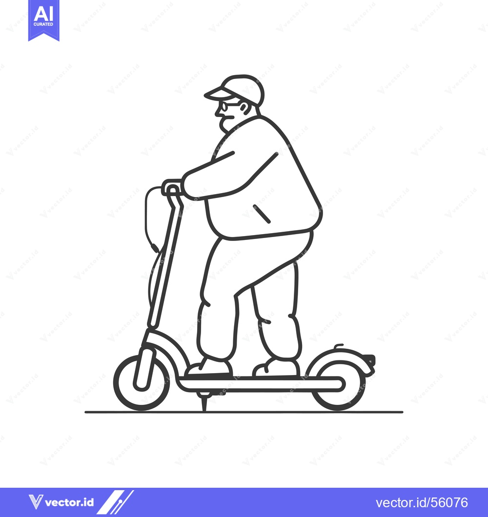 Premium Vector dari Line drawing of a man riding an electric scooter