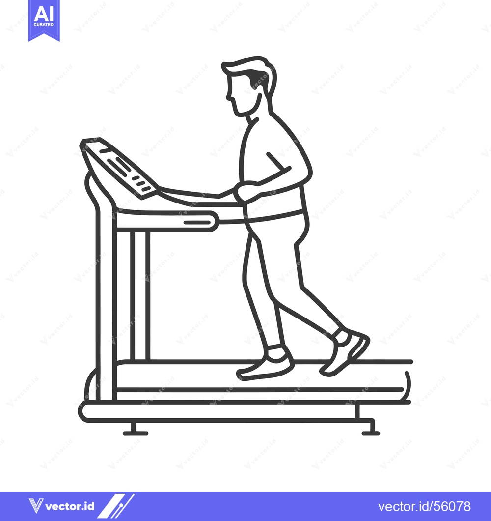 Premium Vector dari Line drawing of a man running on a treadmill