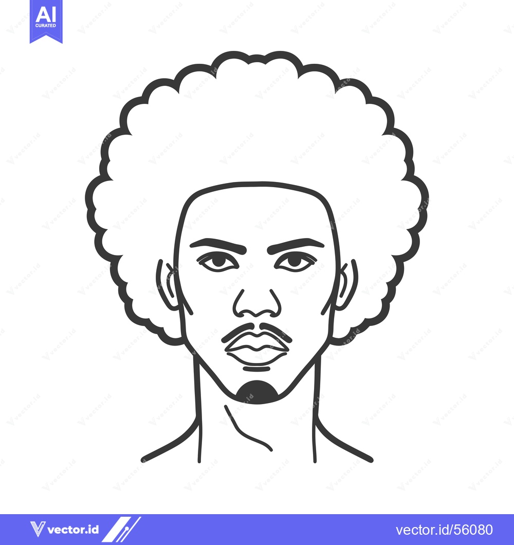 Premium Vector of Line drawing of a man's face with an afro hairstyle