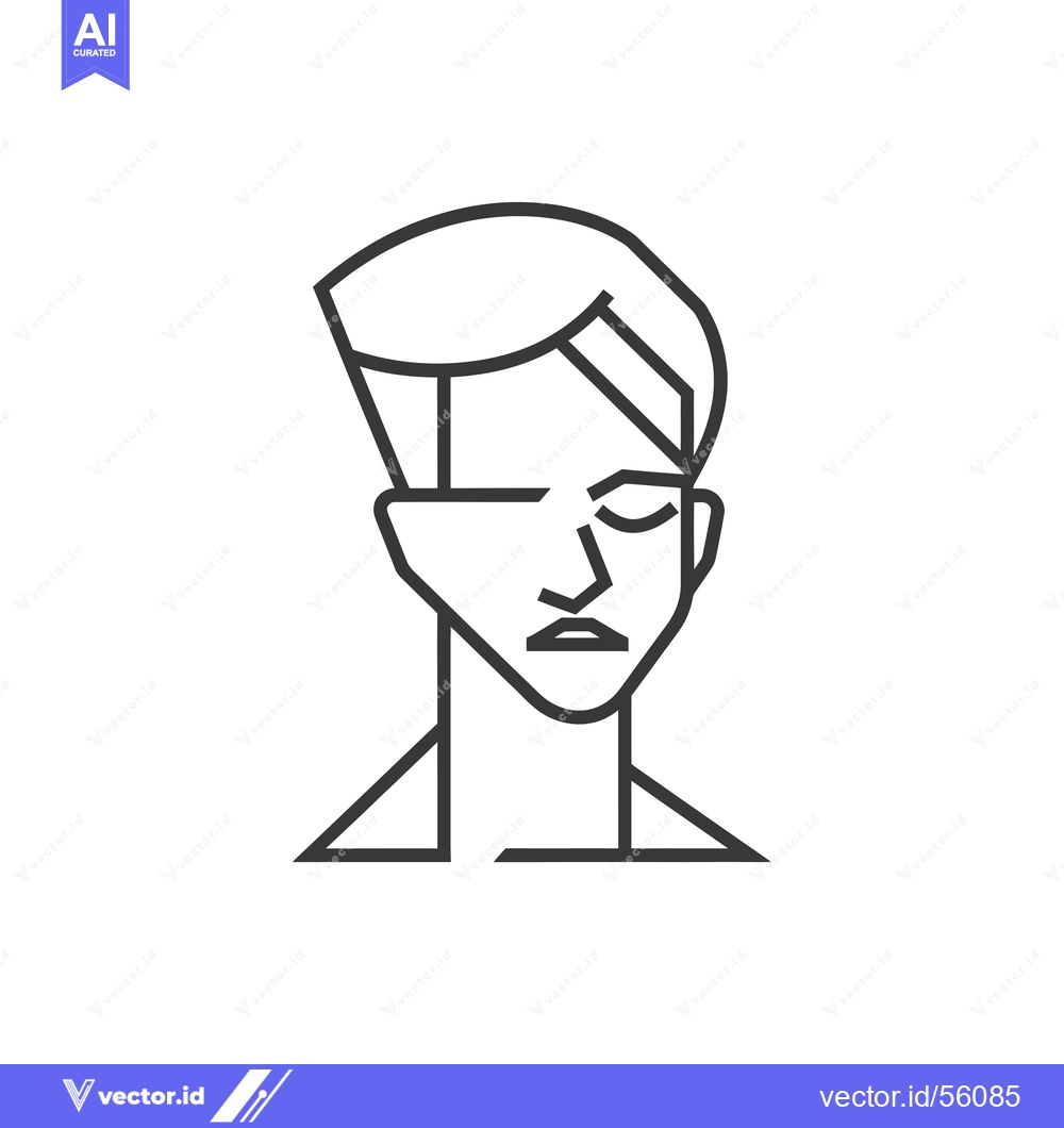 Premium Vector dari Line Drawing of a Man's Face with Short Hair
