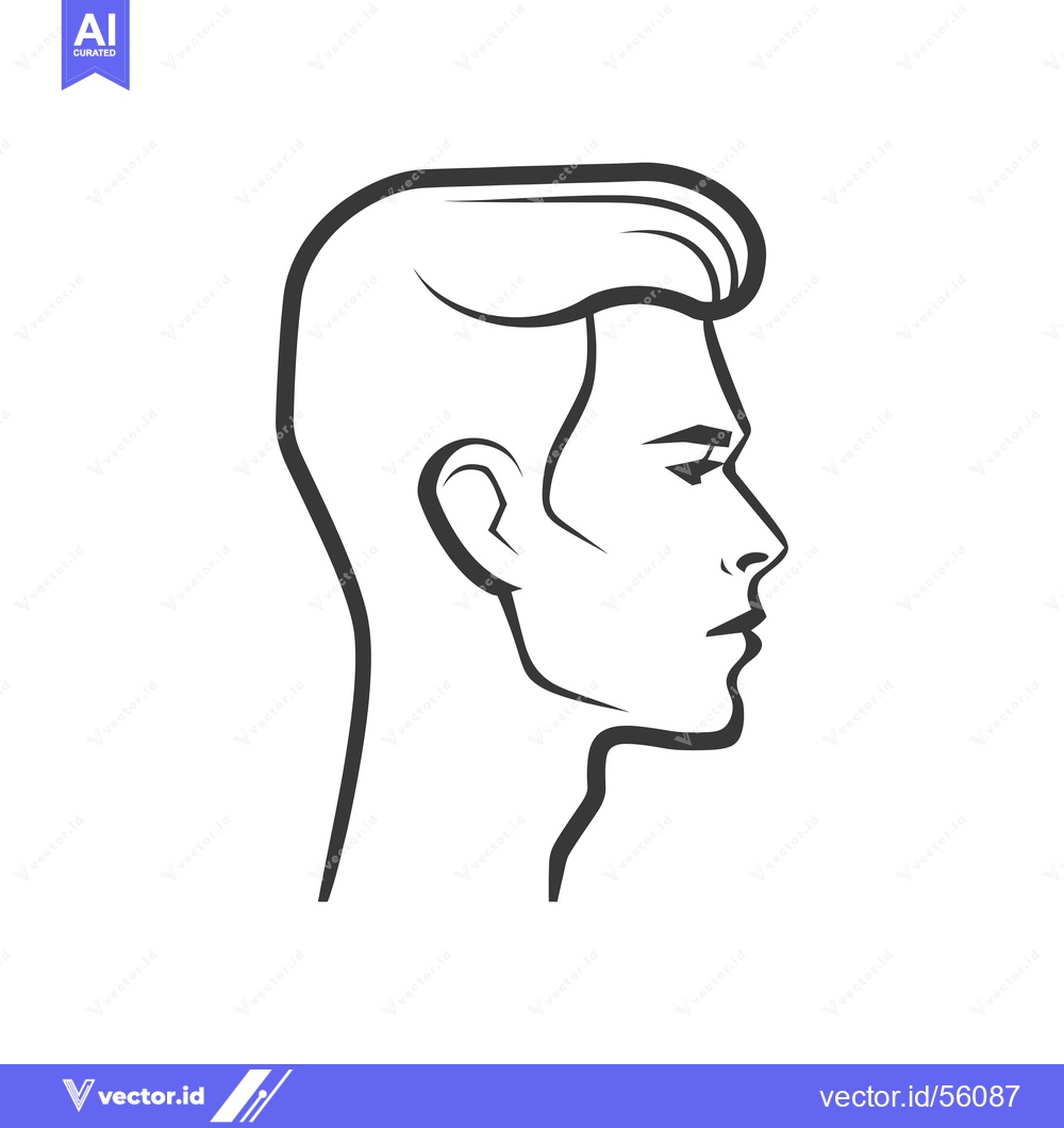 Premium Vector dari Line drawing of a man's head in profile