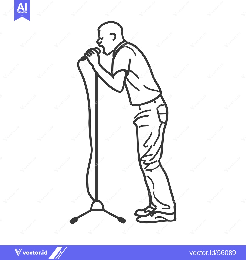 Premium Vector dari Line drawing of a man singing into a microphone