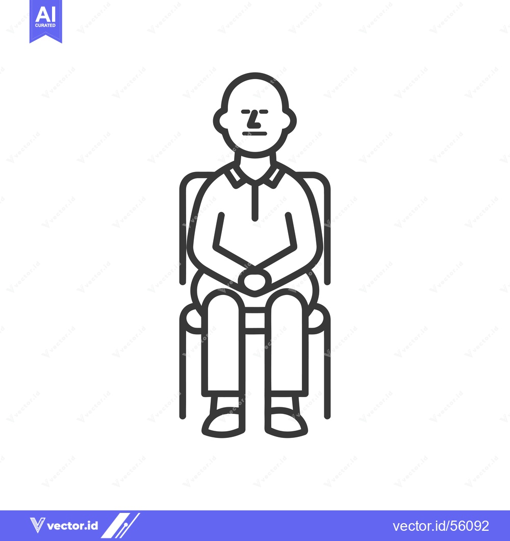 Premium Vector dari Line drawing of a man sitting in a chair with hands clasped
