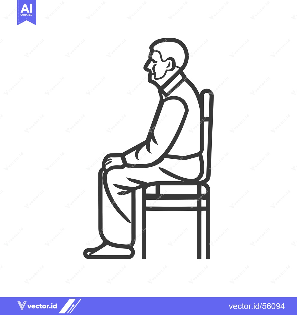 Premium Vector dari Line Drawing of a Man Sitting on a Chair