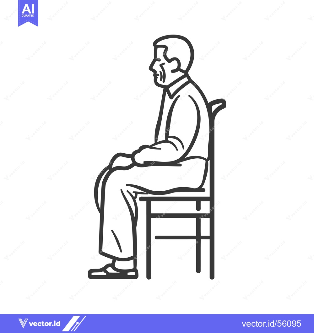 Premium Vector dari Line drawing of a man sitting on a chair