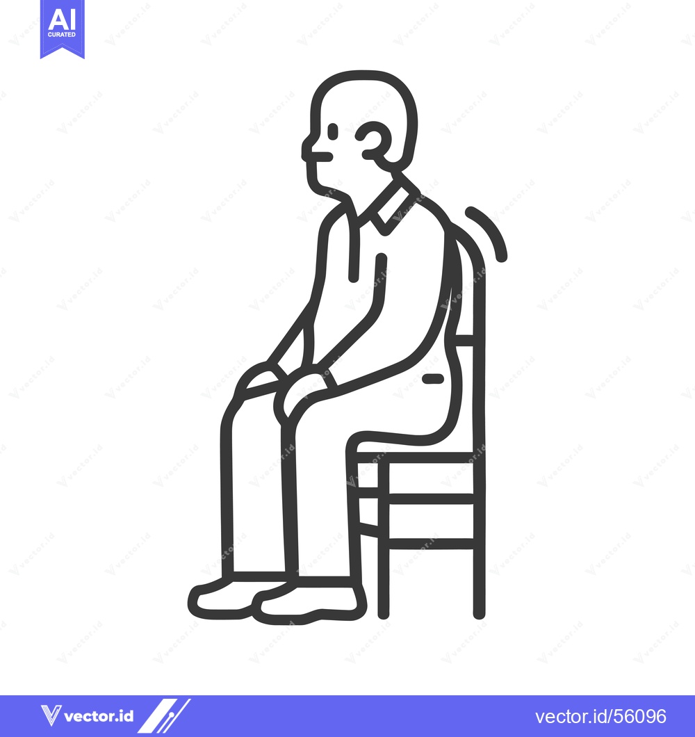 Premium Vector dari Line drawing of a man sitting on a chair with back pain