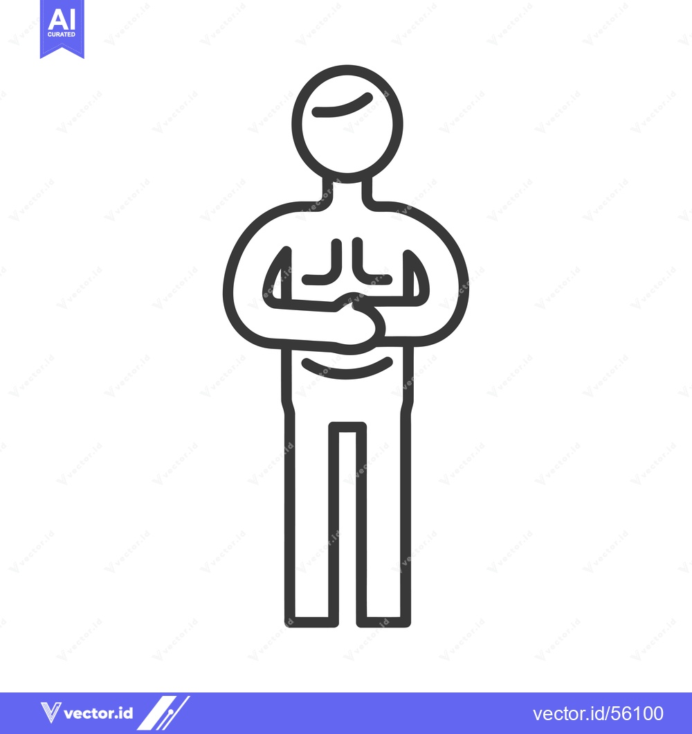 Premium Vector dari Line drawing of a man standing with his arms crossed
