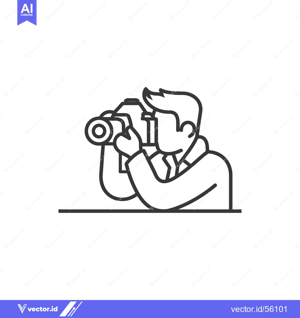 Premium Vector of Line Drawing of a Man Taking a Photo with a Camera