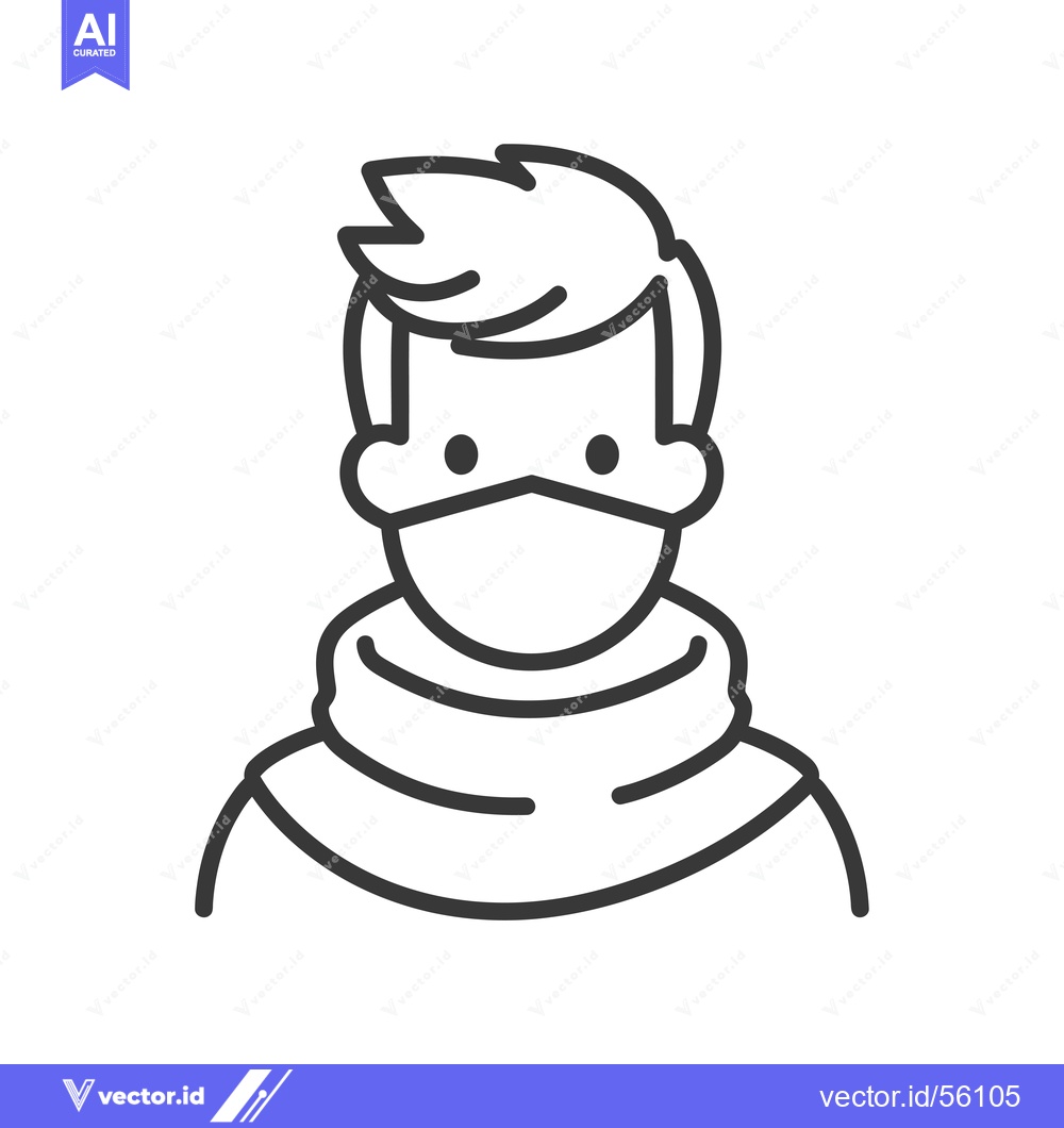 Premium Vector of Line drawing of a man wearing a face mask and a scarf