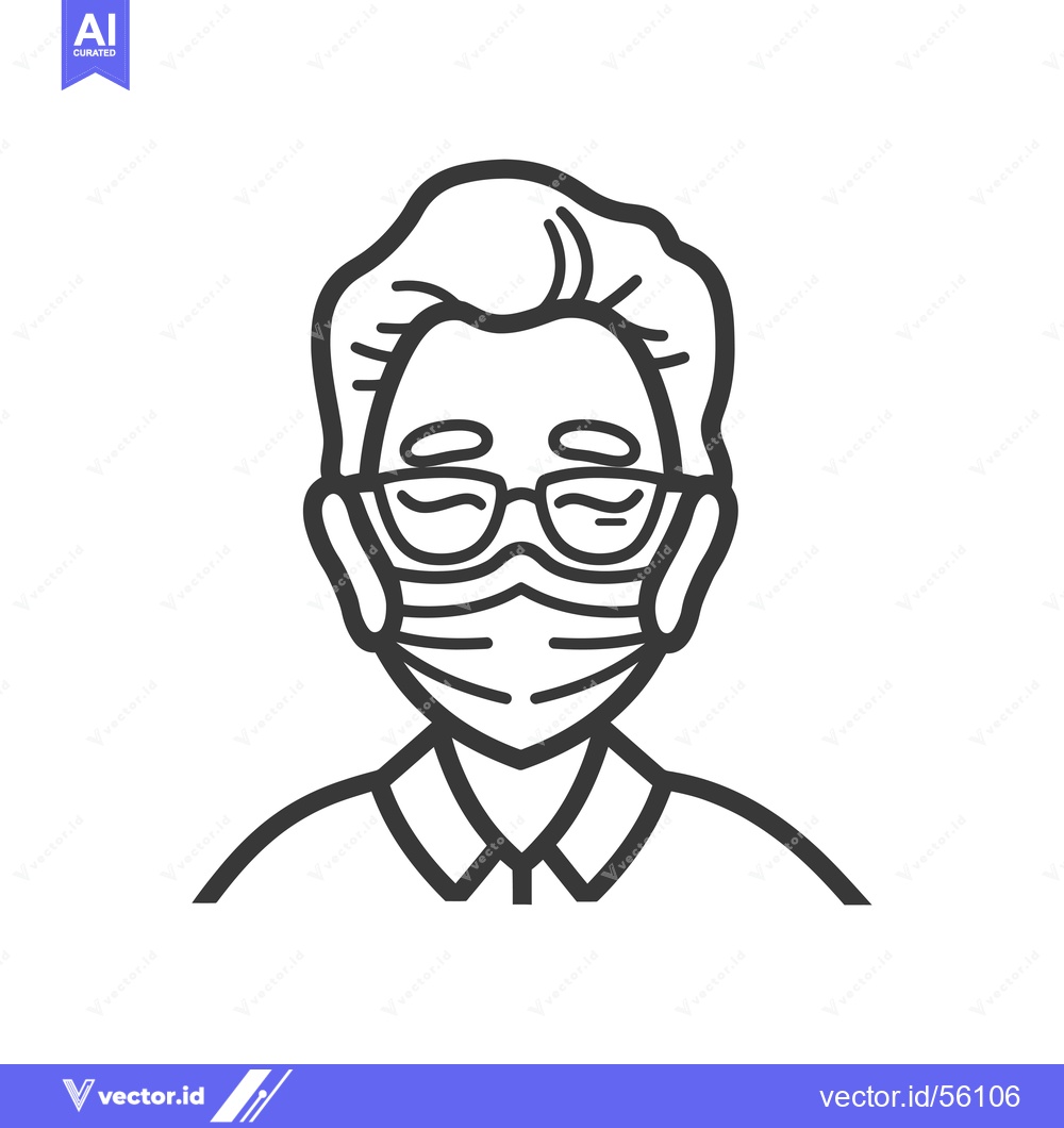 Premium Vector of Line drawing of a man wearing a face mask and glasses