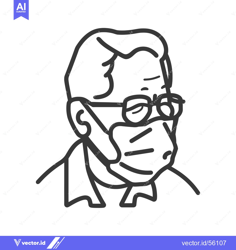 Premium Vector of Line Drawing of a Man Wearing a Face Mask and Glasses