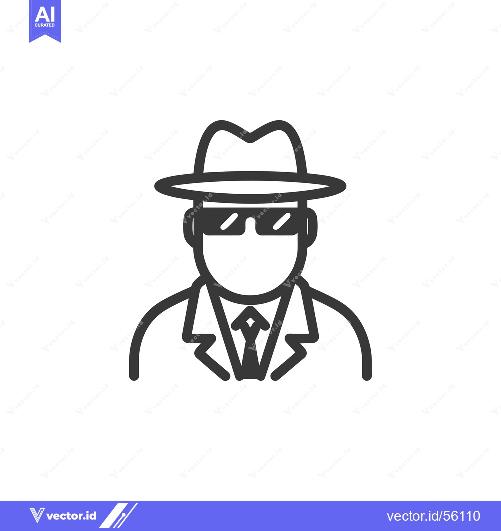 Premium Vector of Line Drawing of a Man Wearing a Hat, Sunglasses, and Suit