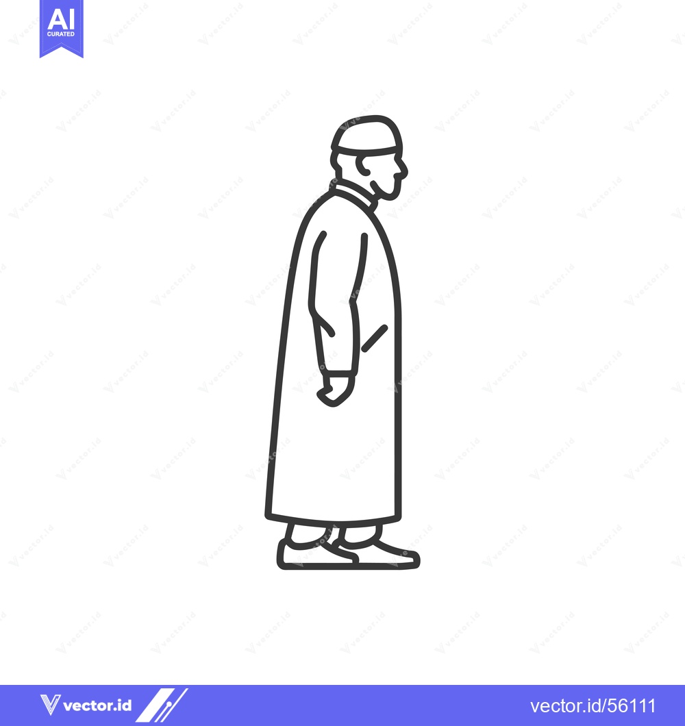 Premium Vector dari Line drawing of a man wearing a long robe and a hat