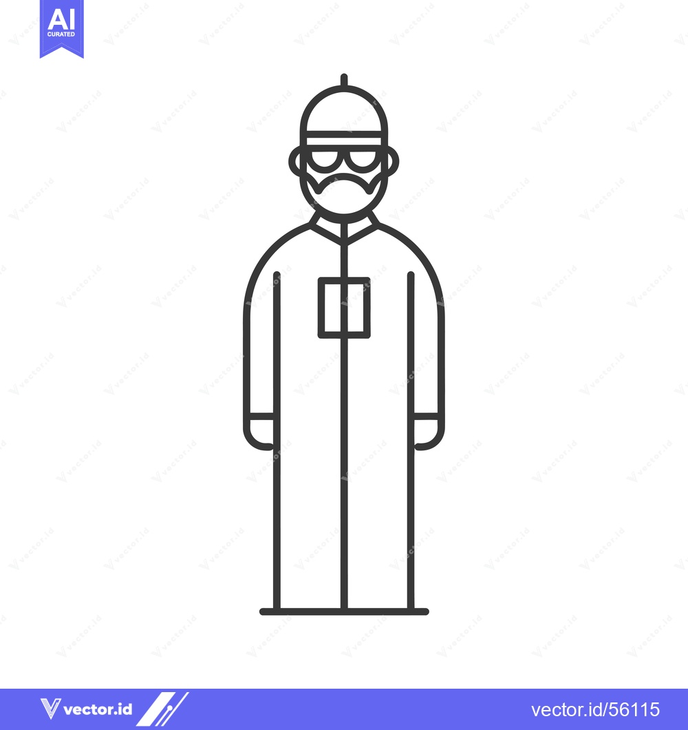 Premium Vector of Line drawing of a man wearing a thobe and sunglasses