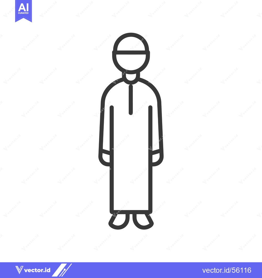 Premium Vector dari Line drawing of a man wearing a traditional Islamic robe