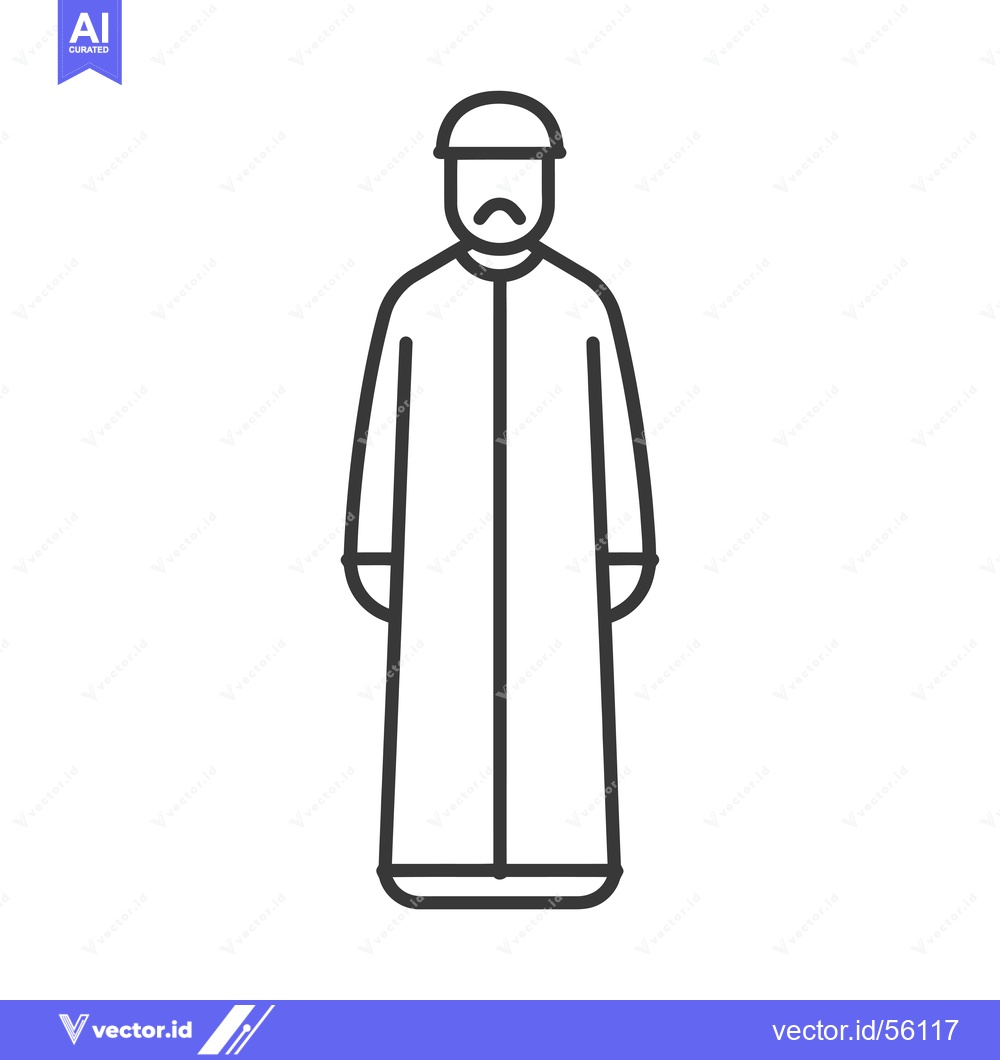 Premium Vector dari Line drawing of a man wearing a traditional robe and a cap