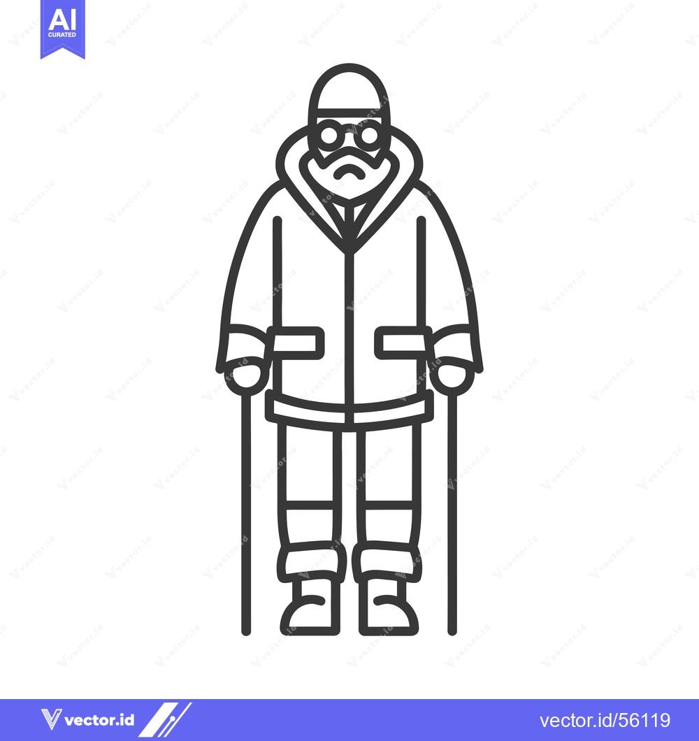 Premium Vector of Line Drawing of a Man Wearing a Winter Coat and Goggles
