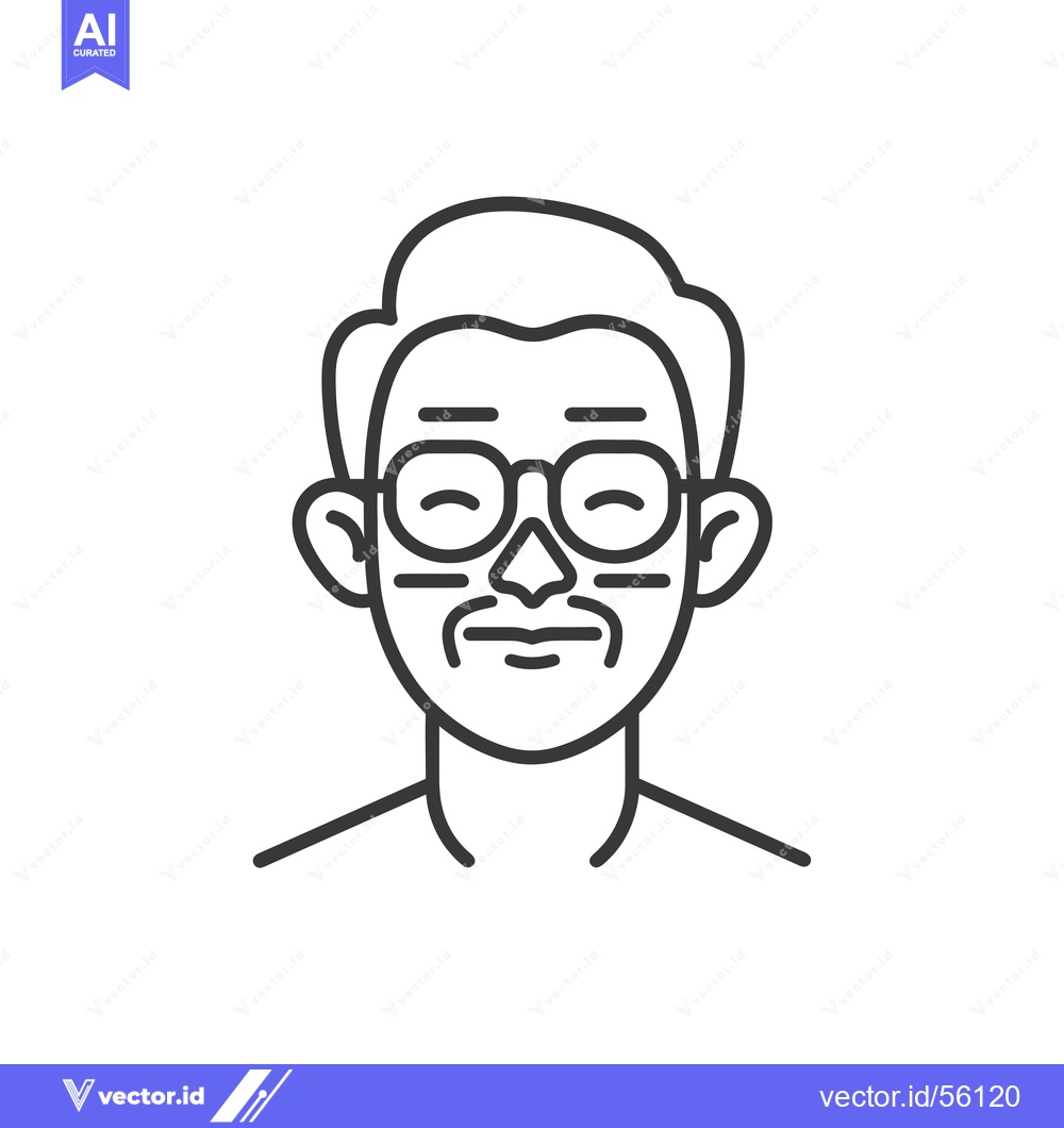 Premium Vector of Line Drawing of a Man Wearing Glasses
