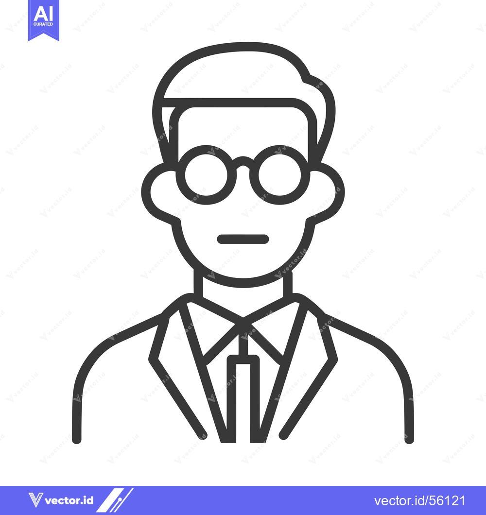 Premium Vector of Line Drawing of a Man Wearing Glasses and a Suit