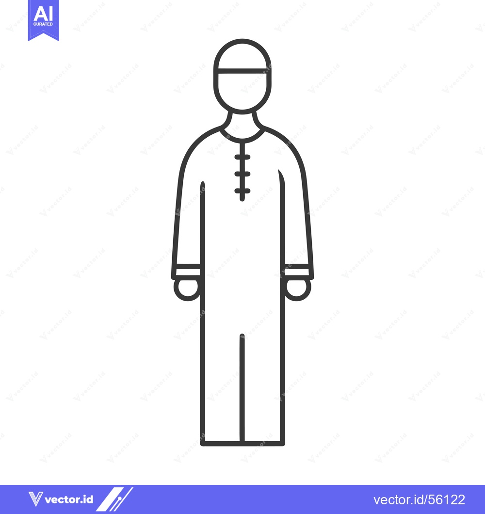 Premium Vector of Line drawing of a man wearing traditional Islamic clothing