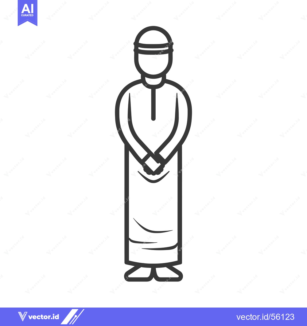 Premium Vector dari Line Drawing of a Man Wearing Traditional Islamic Clothing
