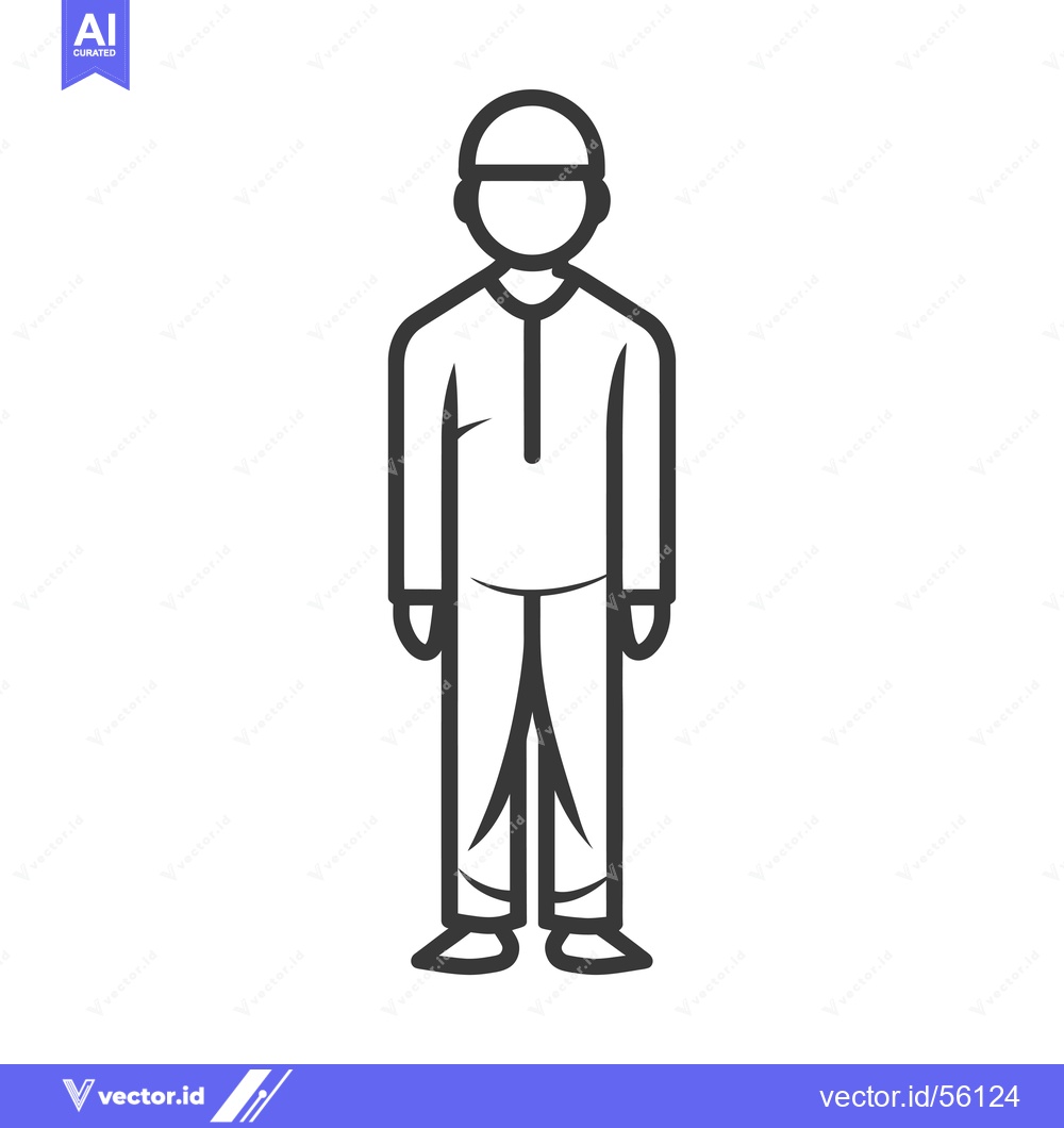 Premium Vector of Line Drawing of a Man Wearing Traditional Islamic Clothing
