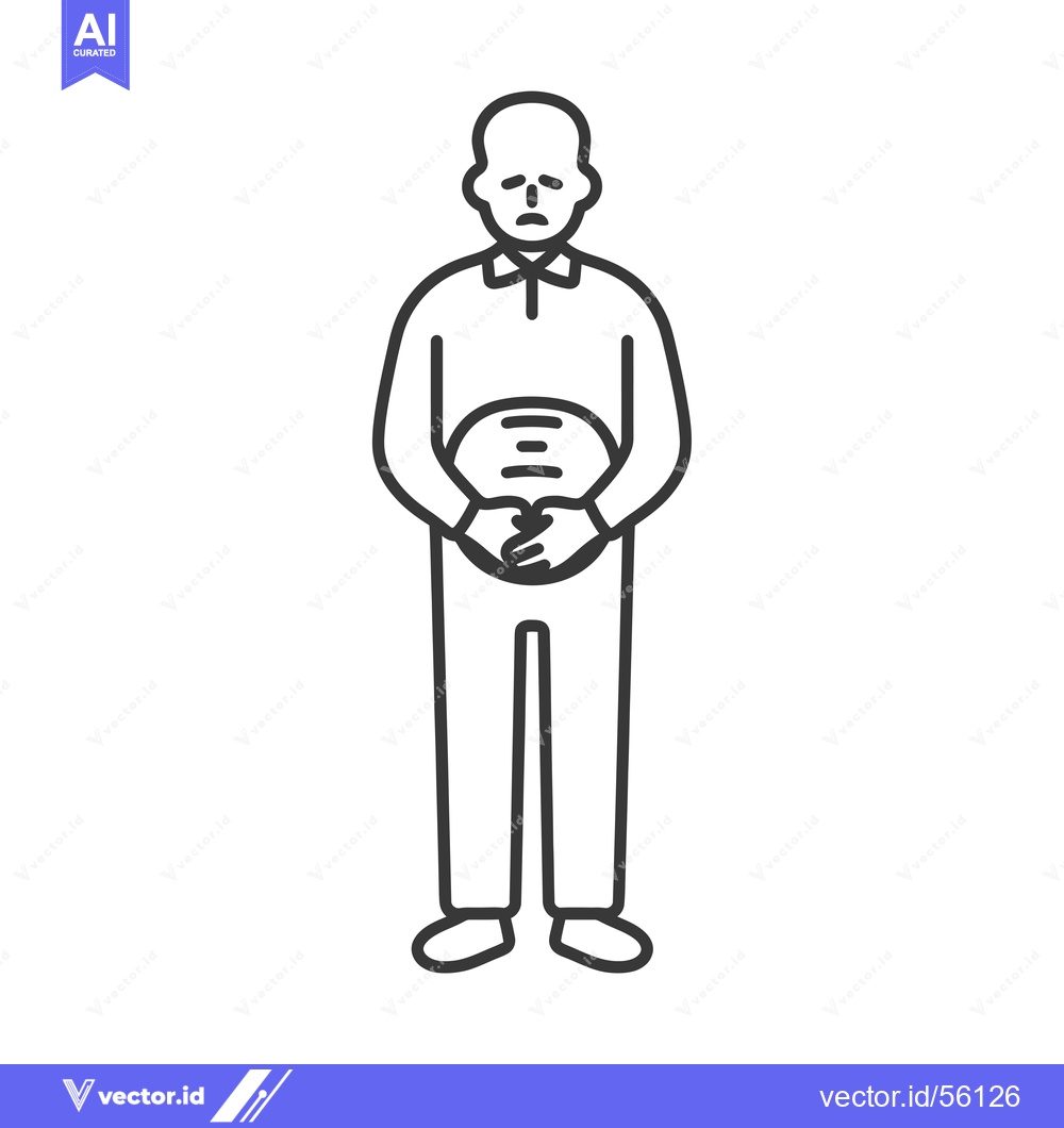 Premium Vector of Line drawing of a man with a large belly and a sad expression