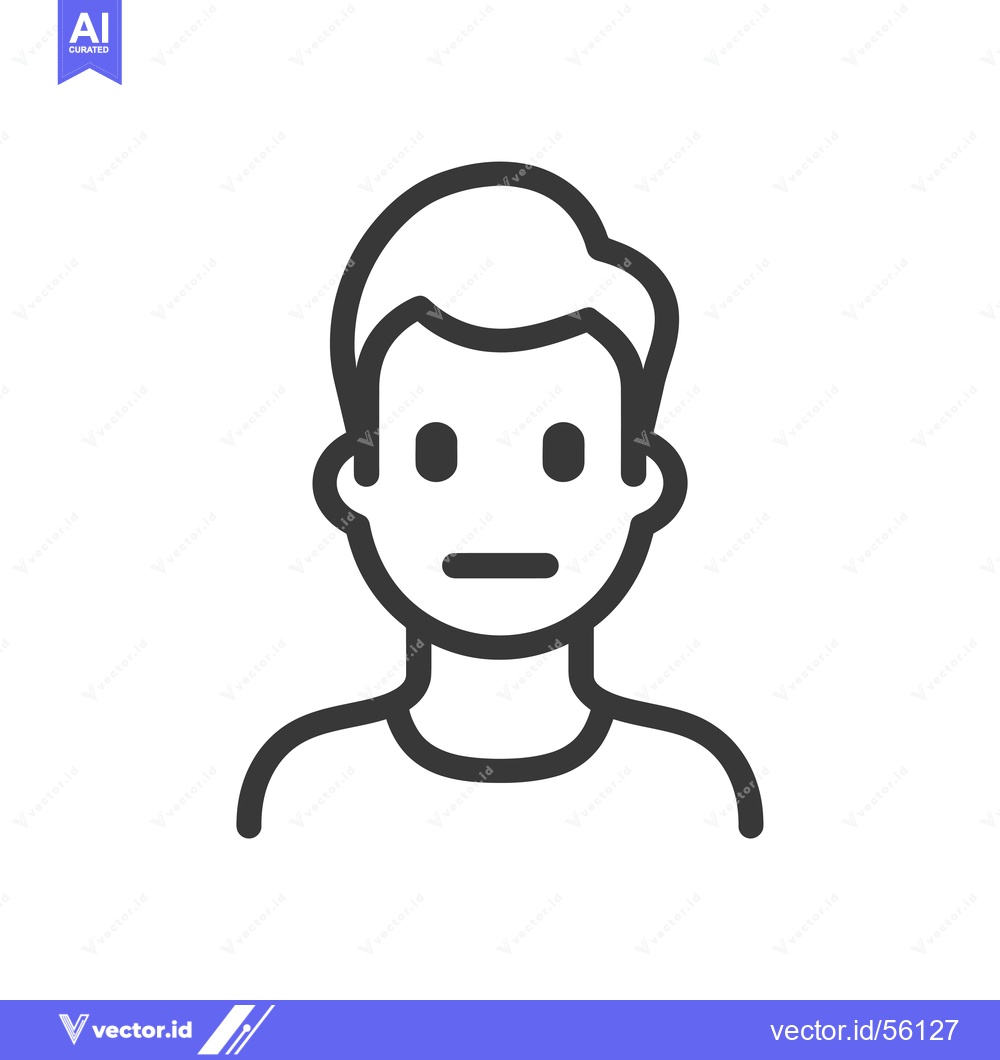 Premium Vector of Line Drawing of a Man with a Neutral Expression