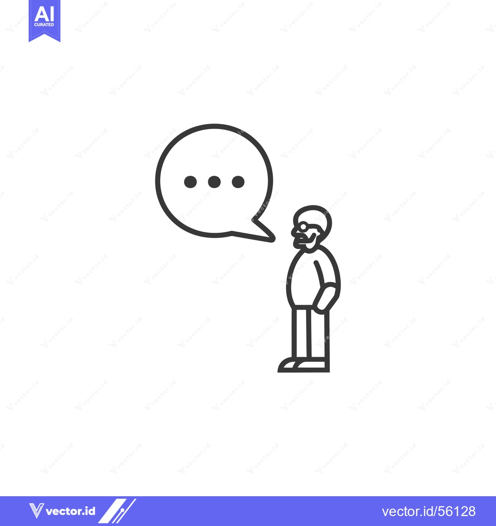 Premium Vector dari Line Drawing of a Man with a Speech Bubble