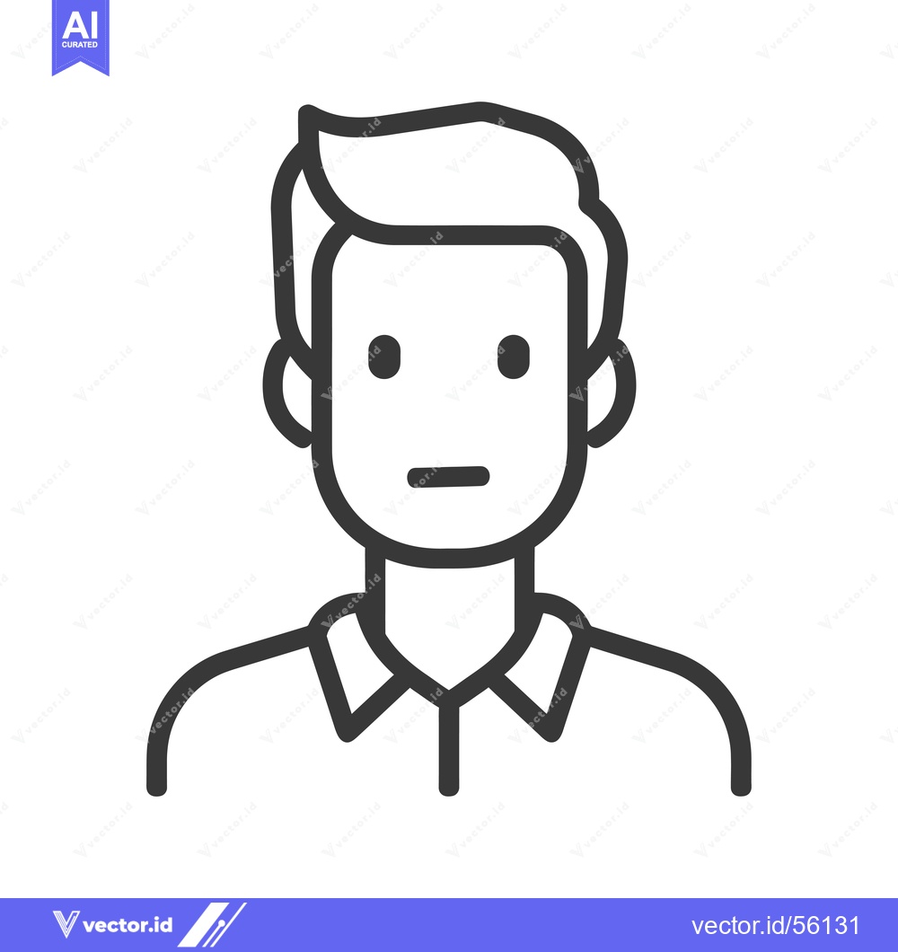 Premium Vector dari Line Drawing of a Man with Short Hair and a Collared Shirt