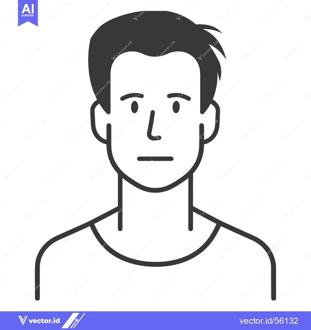 Premium Vector of Line drawing of a man with short hair and a neutral expression