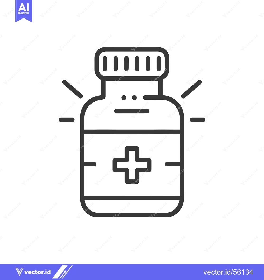 Premium Vector dari Line Drawing of a Medicine Bottle with a Cross
