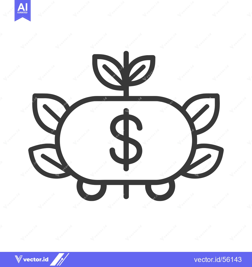 Premium Vector dari Line Drawing of a Money Pot with a Dollar Sign and Sprouting Leaves