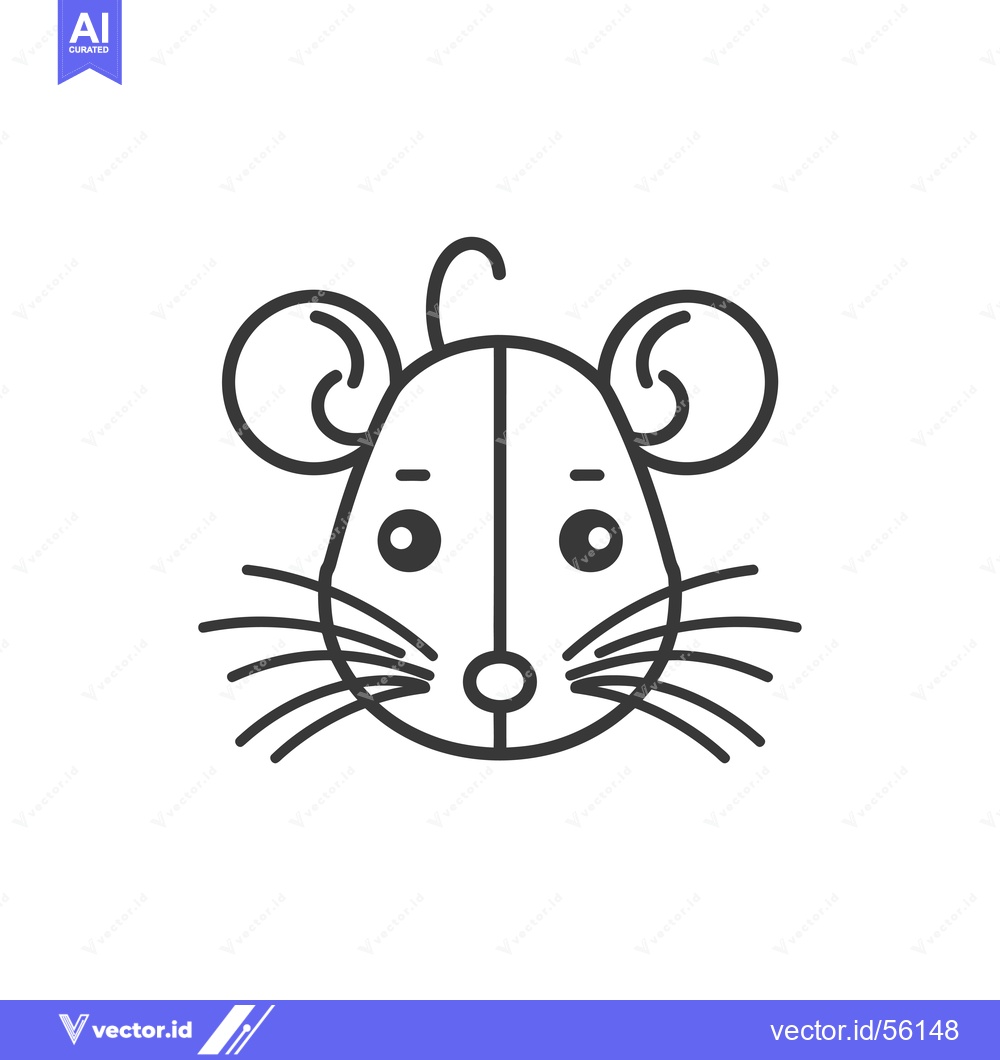 Premium Vector dari Line Drawing of a Mouse Face with Large Ears